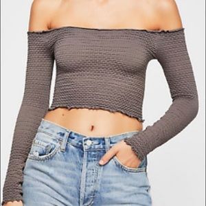 Gray free people textured crop top